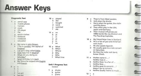 English 2nd Eso Test Unit 2 Answer Keys