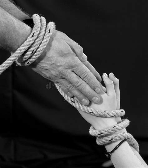 Three Pairs Of Human Hands Tied Up Together Stock Image Image Of