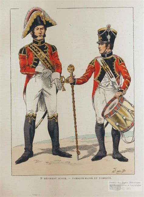 tambour-major et tambour du 3e suisse | Musique militaire, Tambour