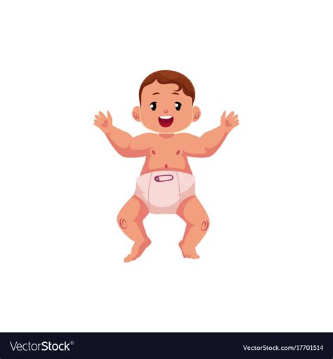 Flat Newborn Cute Baby Boy In Diaper Royalty Free Vector