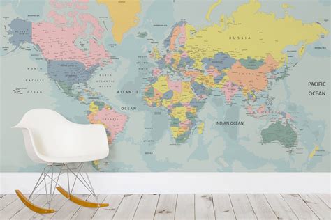 Pastel World Map Wallpaper Muralswallpaper World Map Wallpaper Map Images