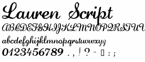 Lauren is free for personal use, you ccanf a commercial license, please purchase the font in his shop. Lauren Script Font : Script Calligraphy : pickafont.com