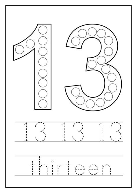 Learning Numbers For Kids Number Thirteen Math Worksheet 9826917
