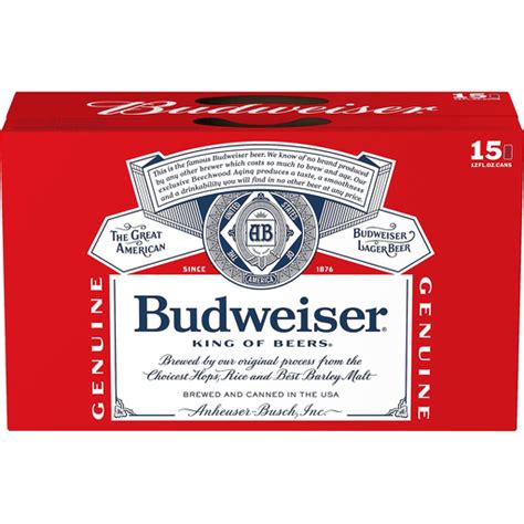 Budweiser Beer 15 Pack Beer 12 Fl Oz Cans 5 Abv Shop My Country
