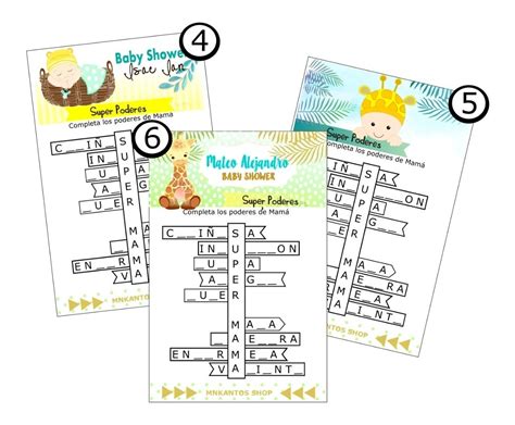 10 juegos para baby shower: Juegos Para Baby Shower Personalizado Kit Imprimible ...