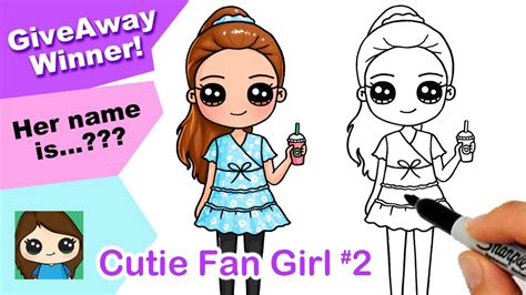 how to draw so cute fan girl 2 💕draw a cutie fan girl giveaway winner youtube