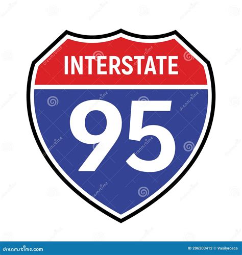 95 Route Sign Icon Vector Road 95 Highway Interstate American Freeway