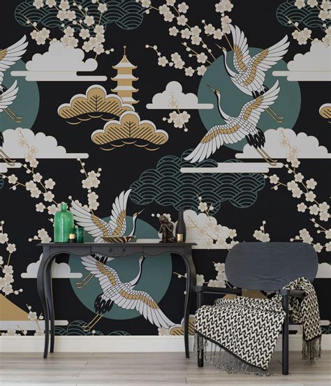 Dark Sky Oriental Wallpaper Mural Hovia Oriental Wallpaper Quirky