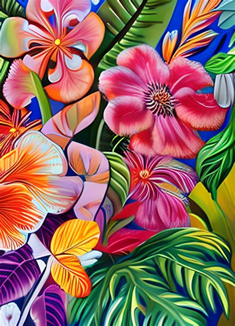 Colorful Tropical Plants Poster Free Stock Photo Public Domain Pictures