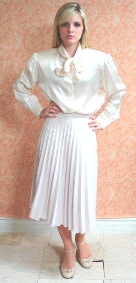 White Accordian Pleated Skirt With White Bow Tie Blouse Nice Pleated Skirt Pleated Skirt