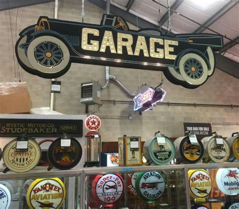 Rare Original Punched Tin Garage Sign Garage Signs Vintage Gas Pumps