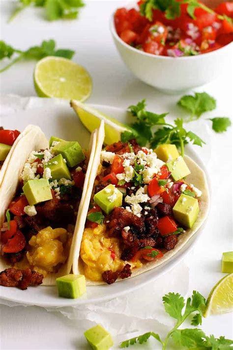Mexican Breakfast Tacos Chorizo And Egg Recipetin Eats