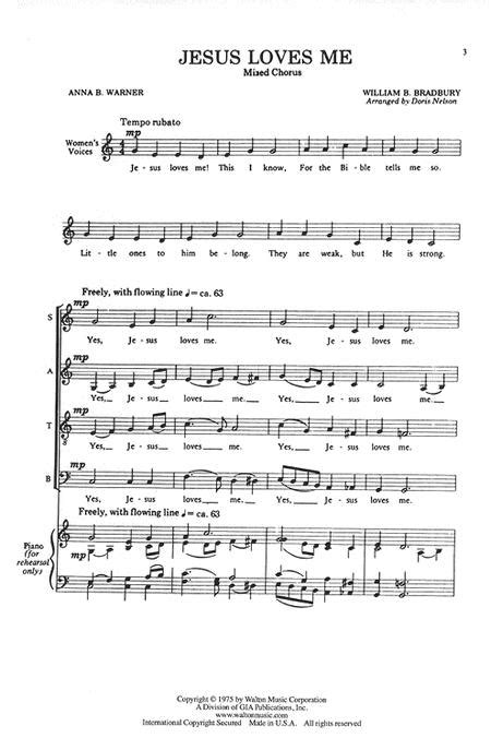 Jesus Loves Me By William B Bradbury Octavo Sheet Music For Satb