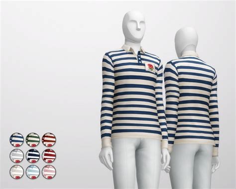 Striped Appliqued Cotton Jersey Polo Shirt At Rusty Nail Sims 4 Updates
