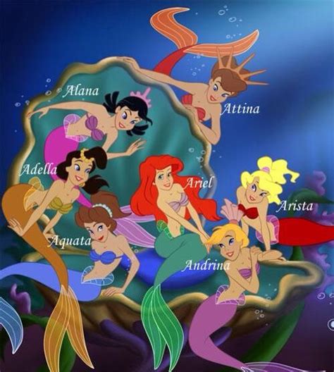 Ariel Her Sisters And Their Names Disney Disney Little Mermaids
