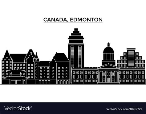 Canada Edmonton Architecture City Skyline Vector Image