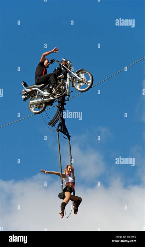 Motorbike Stunt Rider With Girl Albert Park Melbourne Victoria