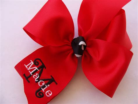 Monogrammed Name Hair Bow Color Choices By Maciescustombowz On Etsy Null Embroidered Hair