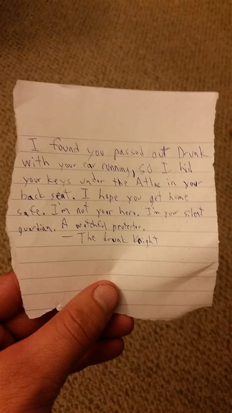 Drunk Man Passed Out Behind Wheel Wakes Up To Find Amazing Note Left