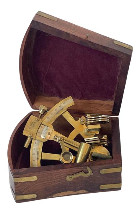 early 20th century english marine brass sextant with wooden box on wooden boxes