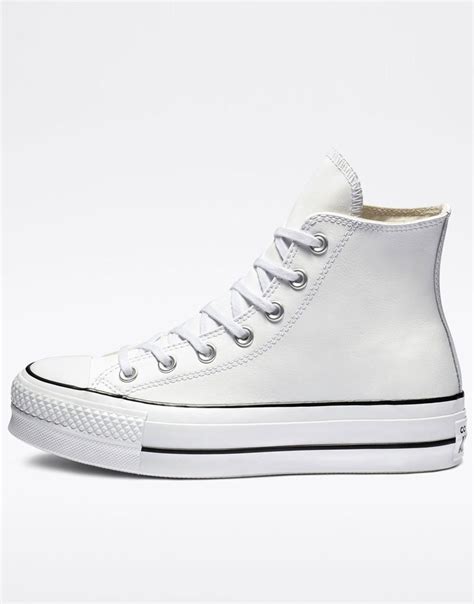 Converse All Star Platform Clean Leather High Top Womens White Converse