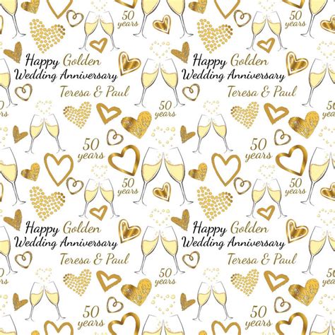 Personalised Golden Wedding Anniversary Wrapping Paper 50 Etsy Uk