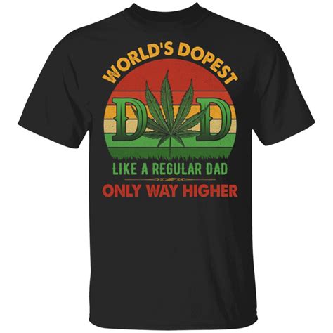 Funny Fathers Day T Shirt Worlds Dopest Dad Vintage Weed Retro