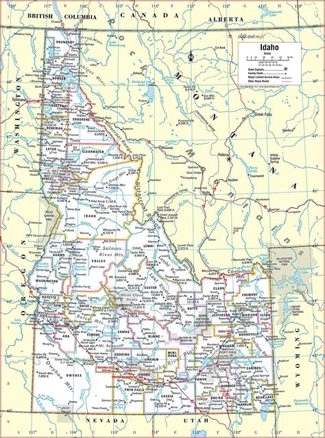 Buy Cool Owl Maps Idaho State Wall Map Poster Rolled 24wx32h Laminated