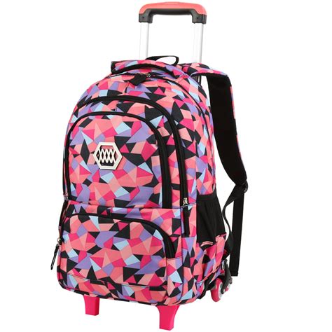 Vip Girl Adorable Wheeled Backpack Rolling Daypack Large Capacity