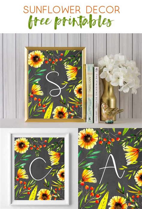 Sunflower Wall Art Idea Free Sunflower Alphabet Printables
