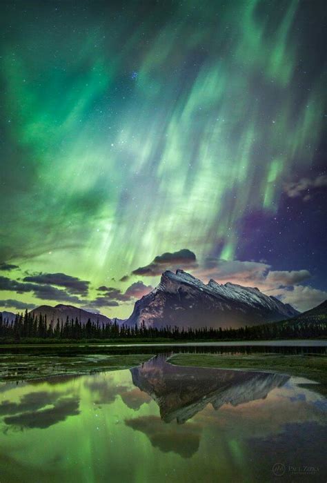 Aurora Northern Lights At The Banff National Park In Alberta Canada