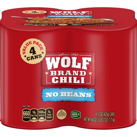 Wolf Brand Chili Without Beans 15 Oz Pack Of 4