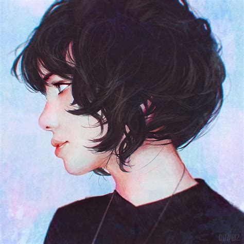 Curly Short Hair Study~~ 👦 Bobcut Girl Portrait Digitalpainting