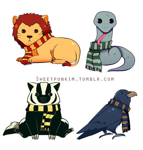 Hogwarts House Mascots By Moonlightthewolf On Deviantart
