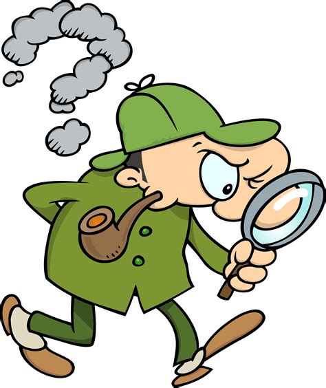 Cartoon Detective With Magnifying Glass Free Image Download