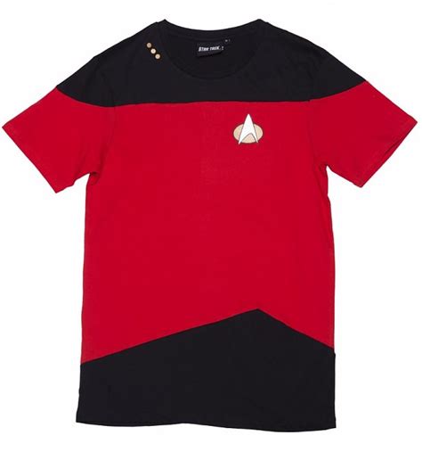 Mens Red And Black Star Trek Next Generation Uniform T Shirt