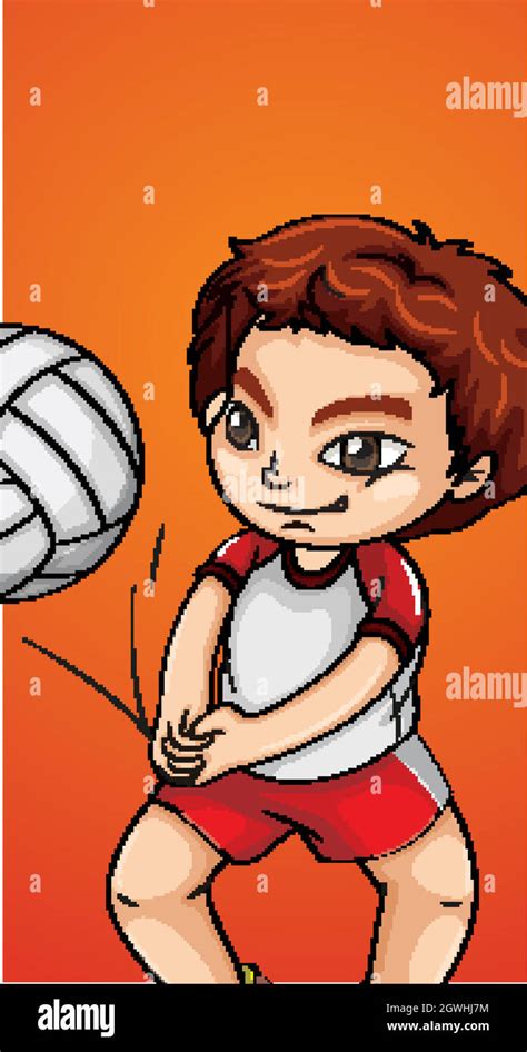 Happy Boy Playing Volleyball Stock Vector Image And Art Alamy
