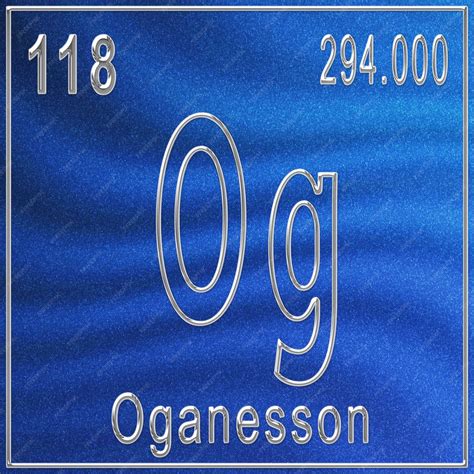 Elemento Químico Oganesson Signo Con Número Atómico Y Peso Atómico