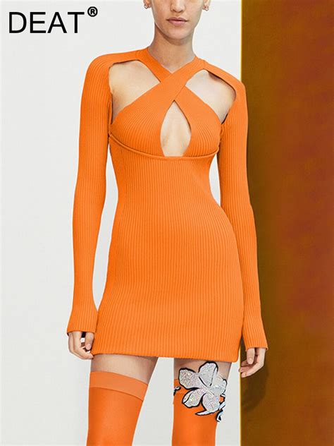 [deat] new fashion slim strapless hollow out suspender dress knitting sexy design hip wrap