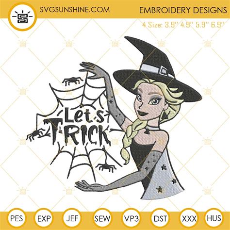 Frozen Elsa Princess Halloween Machine Embroidery Design File