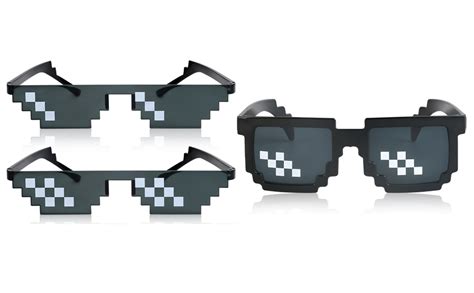 Ysshui [3 Pack] Thug Life Sunglasses Men Women Glass 8 Bit Pixel Mosaic Glasses Photo Props