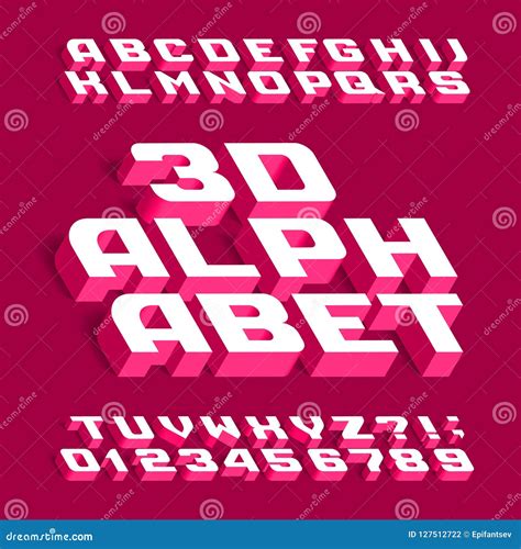3d Alphabet Font Three Dimensional Effect Letters Numbers And Symbols