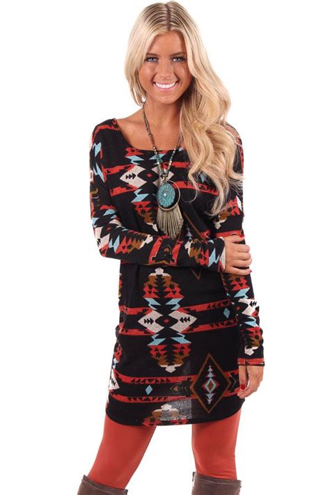 Lime Lush Boutique Black Button Back Sweater Dress With Western Print