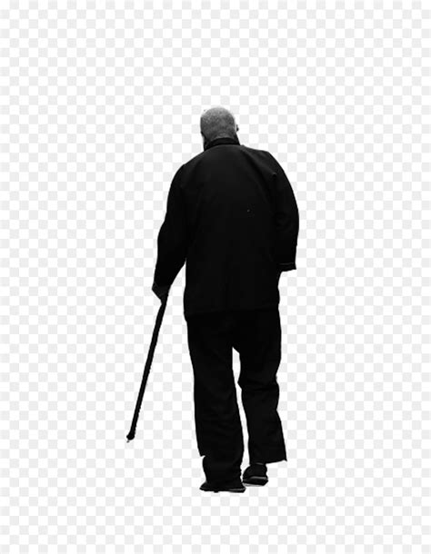 Old Age Silhouette Illustration Crutches Elderly Stroke Sleeve
