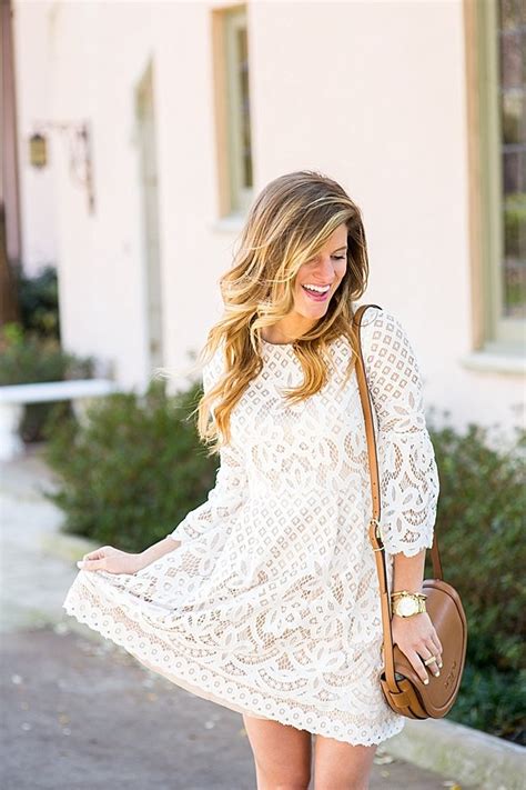 White Lace Bell Sleeve Dress Brightontheday