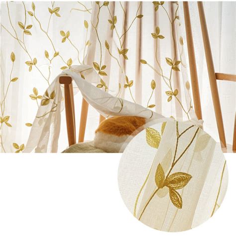 Love Fantasy Embroidered Chartreuse Green Leaf Sheer Curtain
