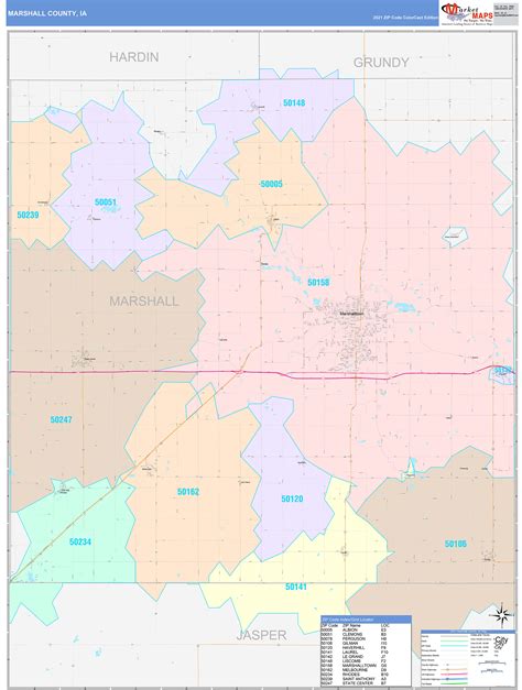 Marshall County, IA Wall Map Color Cast Style by MarketMAPS - MapSales.com
