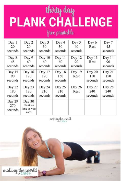 30 Day Plank Challenge Chart 30 Day Plank Challenge 30 Day Plank