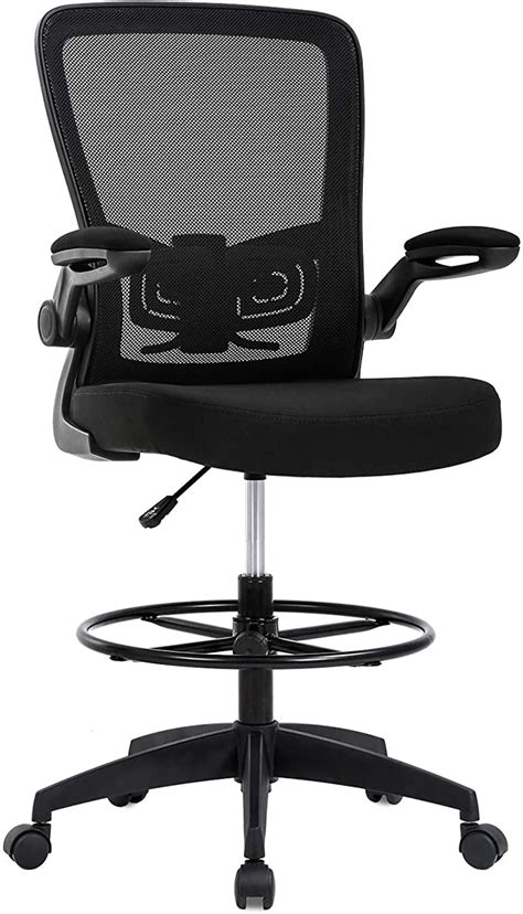 If you work at a drafting desk or raised work surface, a drafting chair offers a solution far more comfortable than a stool. Amazon.com: Drafting Chair Tall Office Chair Adjustable ...