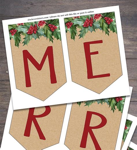 Free Christmas Printables Kraft Paper And Holly Six Clever Sisters